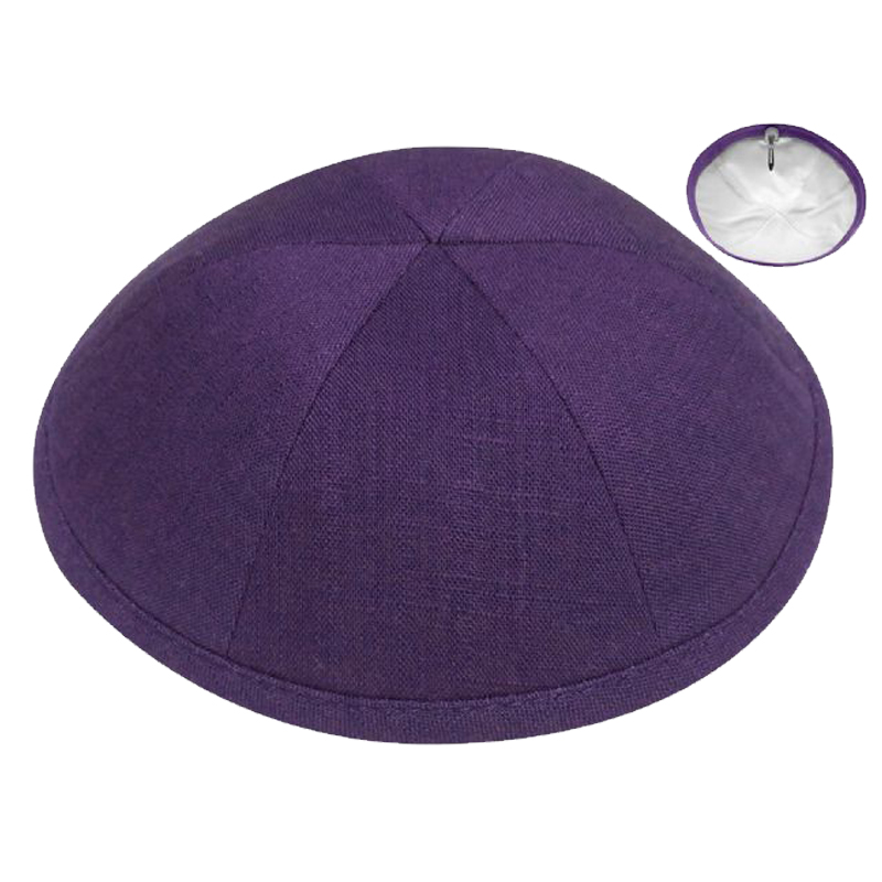 Purple Linen Kippot