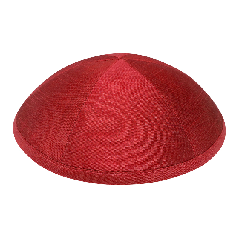 Red Raw Silk Kippah
